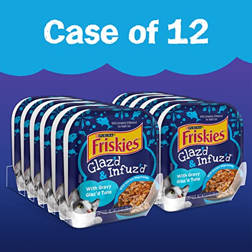 Friskies Purina Gravy Wet Cat Food, Glaz’d & Infuz’d with Gravy Glaz’d Tuna - (12) 3.5 oz. Trays