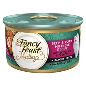 purina fancy feast medleys beef & pork milanese with carrots & potatoes in savory juices - 3 oz. can