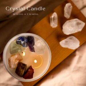 Crystal Candle, Chakra Candle, Spiritual Candle, Intentional Meditation Candles, Candles with Crystals Inside, Manifestation Candle, Healing Stones Crystal Candles, Real Crystal Healing Candle