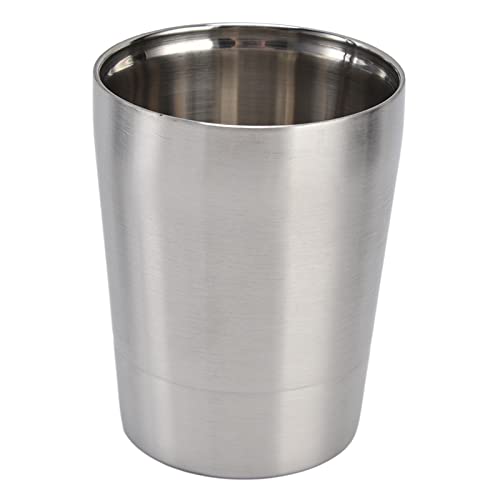 Anti Scald Stainless Steel Cup, Safe Clean Metal Beer Cup Wine Cups Stylish Simple Heat Insulation Durable for Bar(Natural small size 263ml)