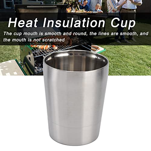 Anti Scald Stainless Steel Cup, Safe Clean Metal Beer Cup Wine Cups Stylish Simple Heat Insulation Durable for Bar(Natural small size 263ml)