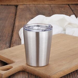 Anti Scald Stainless Steel Cup, Safe Clean Metal Beer Cup Wine Cups Stylish Simple Heat Insulation Durable for Bar(Natural small size 263ml)