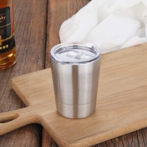 Anti Scald Stainless Steel Cup, Safe Clean Metal Beer Cup Wine Cups Stylish Simple Heat Insulation Durable for Bar(Natural small size 263ml)