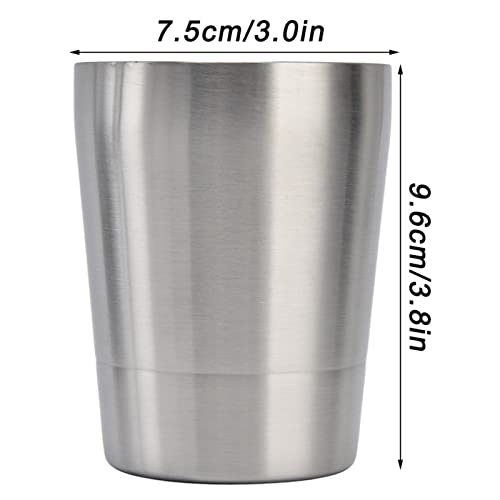 Anti Scald Stainless Steel Cup, Safe Clean Metal Beer Cup Wine Cups Stylish Simple Heat Insulation Durable for Bar(Natural small size 263ml)