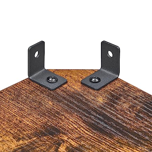 HOMCENES Corner Shelf Wall Mount, Corner Floating Shelves, Set of 2 Corner Wall Shelf Organizer, Wood Wall Storage Display Shelves, for TV Accessories, Speaker, Cable Box, Rustic Brown