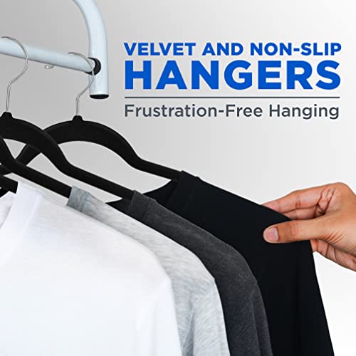 SereneLife Premium Non-Slip Velvet Hangers - Space Saving Heavy Duty Slim Suit Clothes Hanger Set with 360 Degree Swivel Metal Hook, Can Hold Up to 10 Lbs. For Coats, Jackets, Pants & Dress (100-Pack)
