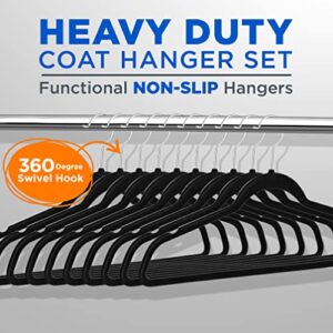 SereneLife Premium Non-Slip Velvet Hangers - Space Saving Heavy Duty Slim Suit Clothes Hanger Set with 360 Degree Swivel Metal Hook, Can Hold Up to 10 Lbs. For Coats, Jackets, Pants & Dress (100-Pack)