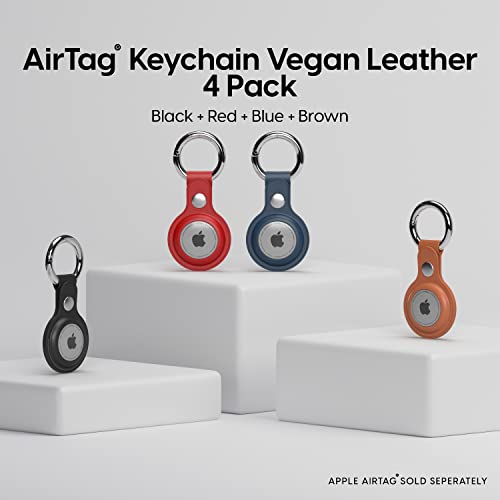 TALK WORKS AirTag Cases 4-Pack - Basic Silicone AirTag Holder Keychain - Protective Cover for Apple AirTags for Luggage Finder, Locating Keys, Pet Collar Tracker, and More - Pink, White, Black, Navy