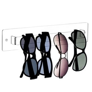 MyGift Modern Wall Mounted Clear Acrylic Sunglasses Hanger Rack, Eyewear Display Rail Holder