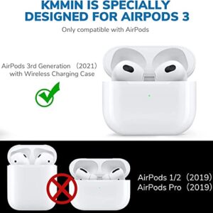 KMMIN Airpods 3rd Generation Case with Keychain Hard TPU Full-Body Rugged Protective Airpod Case 3rd Generation Airpod 3 Case for Men Women Wireless Charge Front LED Visible-Black