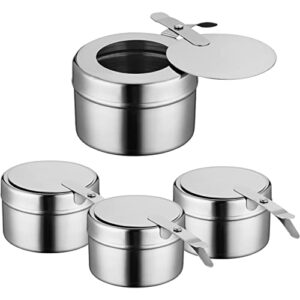 Cabilock 4pcs Stainless Steel Fuel Holder with Cover Chafer Canned Heat Fuel Box Heat Holder with Safety Cover for Buffets Barbecue Parties