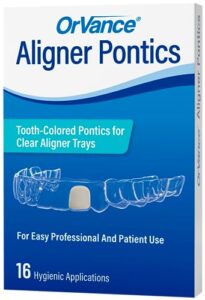 orvance aligner pontics | temporary tooth replacement for aligner tray and retainer - fill space of missing teeth with fake teeth (16 count)