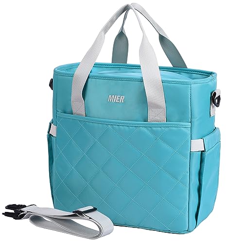 MIER Insulated Lunch Bag for Women Mens Adults Large Lunch Tote Bags Lunch Box Cooler for Work Picnic Beach with Shoulder Strap, Water Bottle Holder, Green