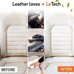 Letech Leather Cleaner for Car Interior 6.8 oz, 4-Piece Shoe Leather Care Kit, Leather Conditioner for Furniture 200 ml, Leather Furniture Cleaner and Conditioner with Cream, Brush, Towel