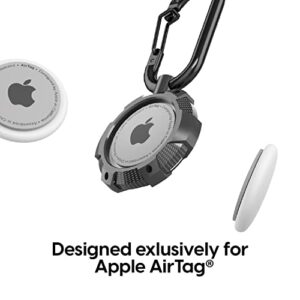 TALK WORKS AirTag Cases 4-Pack - Rugged Silicone AirTag Holder with Carabiner Clip Keychain - Protective Cover for Apple AirTags for Luggage Finder, Locating Keys, Pet Collar Tracker, and More