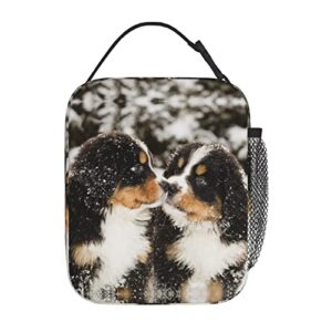 wzialfpo bernese mountain dog portable lunch bag for boys and girls,lunch box tote bag soft handbag,thick insulated cooler bag lunchbag for men women teens work outdoor travel picnic