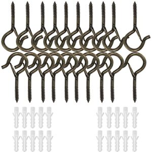 welwik 20pcs m4 white outdoor q type screw hook, outdoor q-hanger easy release screw wire hanger hooks, christmas light hooks led wire and fairy light hangers for string lights new year party, bronze