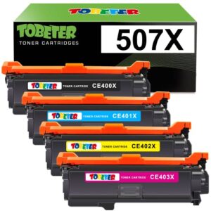 tobeter compatible 507x 507a toner replacement for hp 507x 507a ce400x ce401a ce402a ce403a toner for enterprise m551 m551n m551dn m551xh m570dn m570dw m575f 575c printer (4 pack, bk/c/y/m)