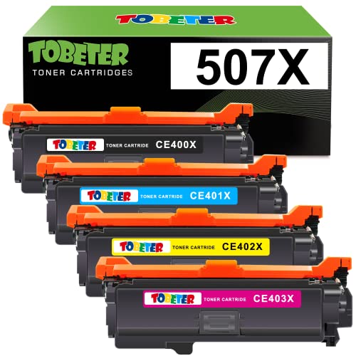 ToBeter Compatible 507X 507A Toner Replacement for HP 507X 507A CE400X CE401A CE402A CE403A Toner for Enterprise M551 M551n M551dn M551xh M570dn M570dw M575f 575c Printer (4 Pack, BK/C/Y/M)