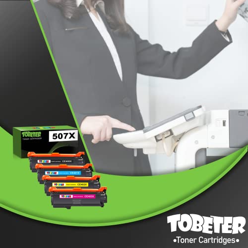 ToBeter Compatible 507X 507A Toner Replacement for HP 507X 507A CE400X CE401A CE402A CE403A Toner for Enterprise M551 M551n M551dn M551xh M570dn M570dw M575f 575c Printer (4 Pack, BK/C/Y/M)