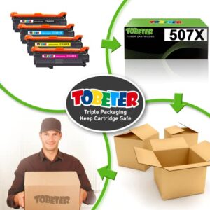 ToBeter Compatible 507X 507A Toner Replacement for HP 507X 507A CE400X CE401A CE402A CE403A Toner for Enterprise M551 M551n M551dn M551xh M570dn M570dw M575f 575c Printer (4 Pack, BK/C/Y/M)