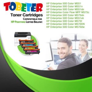 ToBeter Compatible 507X 507A Toner Replacement for HP 507X 507A CE400X CE401A CE402A CE403A Toner for Enterprise M551 M551n M551dn M551xh M570dn M570dw M575f 575c Printer (4 Pack, BK/C/Y/M)