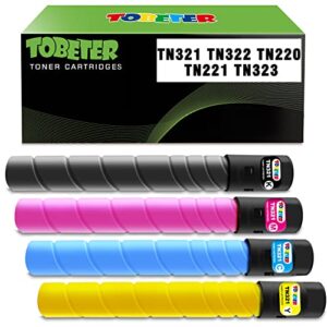 tobeter compatible tn321 toner replacement for konica tn-321 tn321k tn321c tn321m tn321y toner cartridge for minolta bizhub c224 c224e c284 c284e c364 c364e printers (bk/c/m/y, high yield, 4 pack)