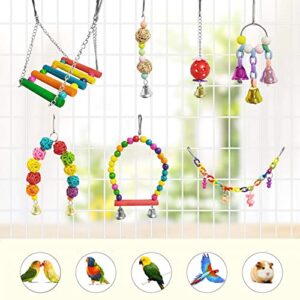 NA Allazone 17 PCS Bird Toys Parrot Swing Toys Pet Birds Cage Toys Chewing Hanging Bell Toys for Parrot, Cockatiel, Conures, Love Birds, Finches, Style 5