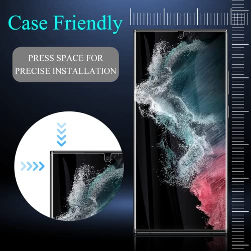 [2+2 Pack] LYWHL for Samsung Galaxy S22 Ultra Privacy Screen Protector [Support Fingerprint Reader] Anti-Spy Full Adhesive Flexible Film + Camera Lens Glass Protector for Galaxy S22 Ultra 5G 6.8”