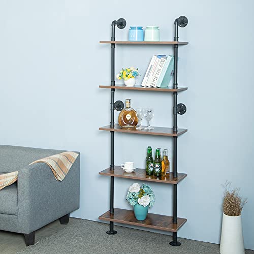 ZIOTHUM 5 Tier 67inch Industrial Pipe Shelving, Shelves Shelf Rustic Tier Black in