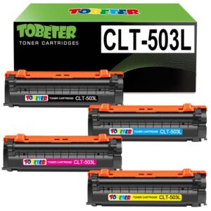 tobeter compatible clt-503l toner cartridge replacement for samsung clt 503l k503l y503l m503l c503l 4 pack for samsung proxpress sl-c3060fw c3010dw c3010nd printer (1 black 1 cyan 1 magenta 1 yellow)