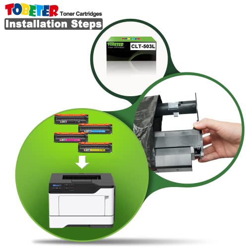 ToBeter Compatible CLT-503L Toner Cartridge Replacement for Samsung CLT 503L K503L Y503L M503L C503L 4 Pack for Samsung ProXpress SL-C3060FW C3010DW C3010ND Printer (1 Black 1 Cyan 1 Magenta 1 Yellow)