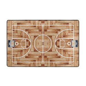 yeahspace basketball rug 60x39 inch area rugs living room bedroom playroom decor-sports field basketball court beige