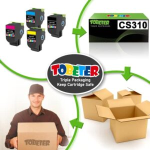 ToBeter Remanufactured CS310 CS410 CS510 Toner Replacement for Lexmark 701HK 70C1HK0 701HC 70C1HC0 701HM 70C1HM0 701HY 70C1HY0 Toner for CS310dn CS310n CS410n CS410dn CS510de (4 Pack, BK/C/M/Y)