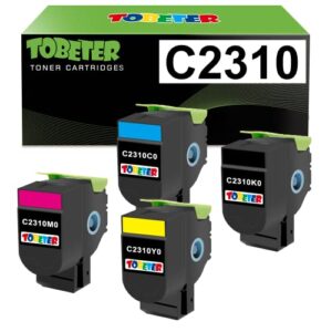 tobeter remanufactured c2310 toner replacement for lexmark c2310k0 c2310c0 c2310m0 c2310y0 toner cartridge for c2325 c2425 c2535 mc2425 mc2535 mc2640 (black cyan magenta yellow)