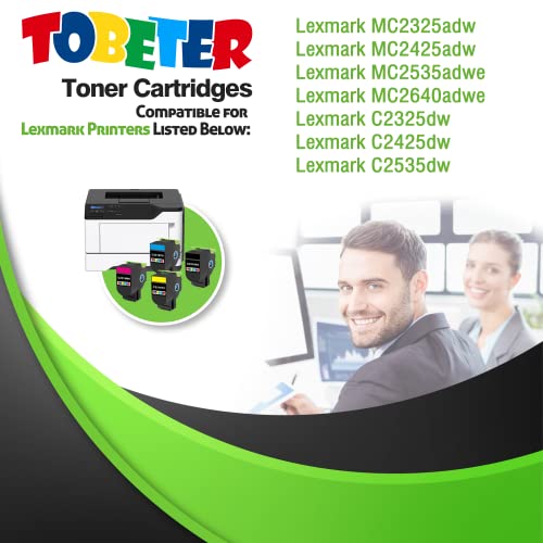 ToBeter Remanufactured C2310 Toner Replacement for Lexmark C2310K0 C2310C0 C2310M0 C2310Y0 Toner Cartridge for C2325 C2425 C2535 MC2425 MC2535 MC2640 (Black Cyan Magenta Yellow)