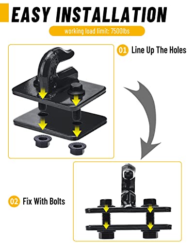 SPARKWHIZ 3/8" Tractor Bucket Hooks, Bolt On Grab Hook Grade 70 Forged Steel, Tow Hook Mount with Backer Plate for John-Deere Loader kubota Tractor Bucket (Black)