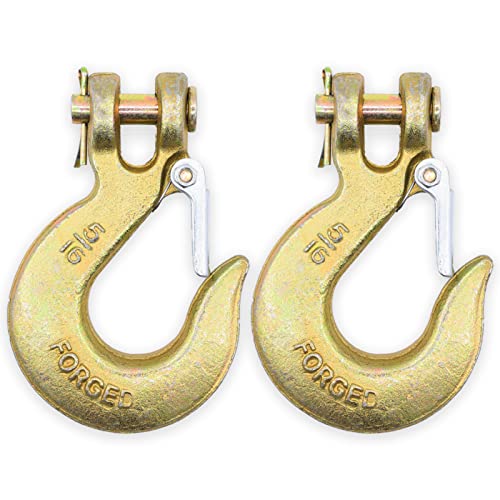 ESUDNT 5/16 Inch Thickened Clevis Hook G70 Heavy Duty Safety Chain Hooks for Trailer, Truck, Winch (2 Pack)