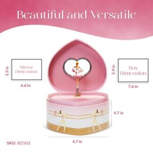 Enchantmints Musical Ballerina Jewelry Box for Girls Heart Shaped Ballerina Spins to Swan Lake