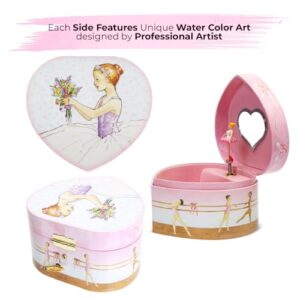 Enchantmints Musical Ballerina Jewelry Box for Girls Heart Shaped Ballerina Spins to Swan Lake