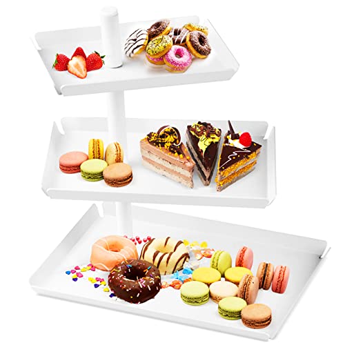 UBeishun 3 Tier Serving Tray, Candy Pastry Stand Cupcake Stand Display Platter,Rotatable Detachable Metal Dessert Stand for Home Decor, Birthday, Tea Party