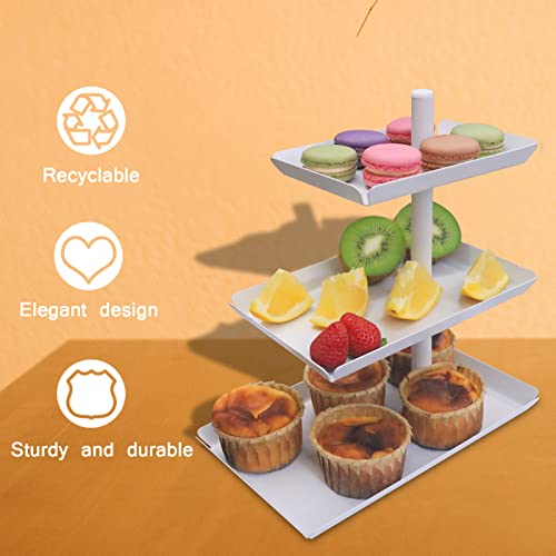 UBeishun 3 Tier Serving Tray, Candy Pastry Stand Cupcake Stand Display Platter,Rotatable Detachable Metal Dessert Stand for Home Decor, Birthday, Tea Party