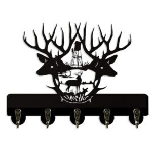 jqz elk wall mounted 5 hooks key holder home decoration black wooden hanging keys bag clothes key rack organizer