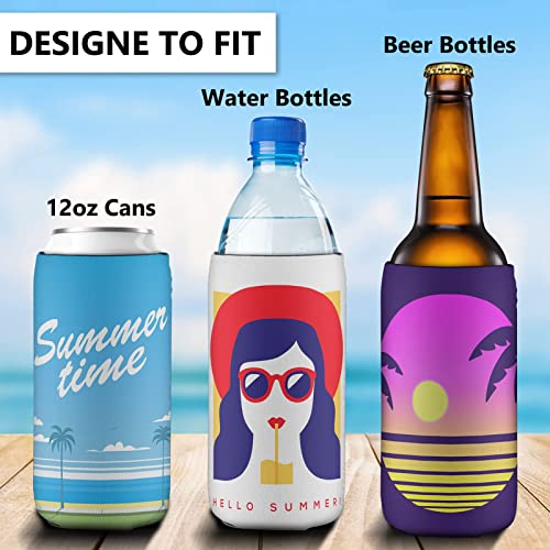 Sublimation Blanks Slim Beer Can Coolers Sleeves,12oz Neoprene Soft Insulated Reusable Drink Caddies for Water Bottles or Soda,Collapsible Blank DIY Customizable for Parties, Events or Weddings 12pcs