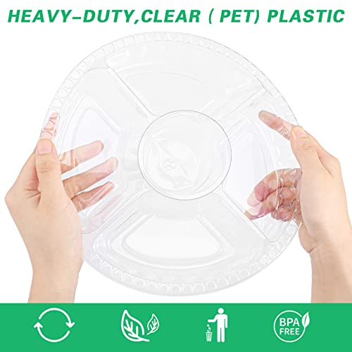 10 Pieces Appetizer Serving Trays with Lids Party Veggie Fruit Snack Trays with Lid Disposable Compartment Serving Platters Vegetable Salad Food Serving Containers (Clear,8.7 x 8.7 x 2.4 Inch)