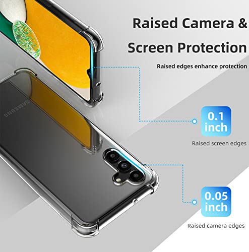 KIOMY Case for Samsung Galaxy A13 5G Ultra Clear Case with 2pcs HD Tempered Glass Screen Protectors Hybrid Anti Yellow Hard Acrylic with TPU Shockproof Bumper Protection Slim Fit Cellphone Back Cover