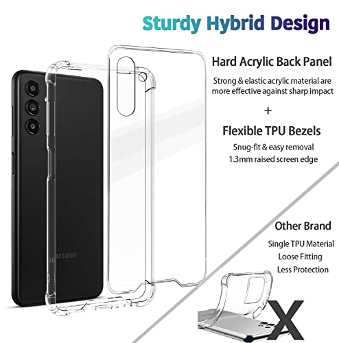 KIOMY Case for Samsung Galaxy A13 5G Ultra Clear Case with 2pcs HD Tempered Glass Screen Protectors Hybrid Anti Yellow Hard Acrylic with TPU Shockproof Bumper Protection Slim Fit Cellphone Back Cover