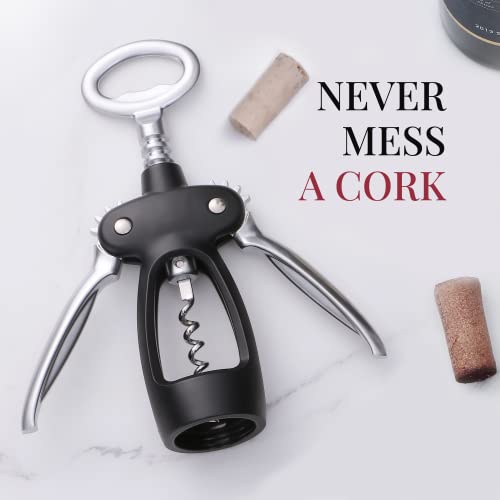 KITVINOUS Wine Bottle Opener, Premium Wing Corkscrew Wine Opener with No-Stick Worm, Multi-Purpose Winged Corkscrews for Wine and Beer Bottles