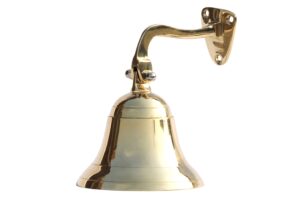handcrafted trading co wall mountable nautical brass bell 4" gold - solid brass wall hanging ship bell