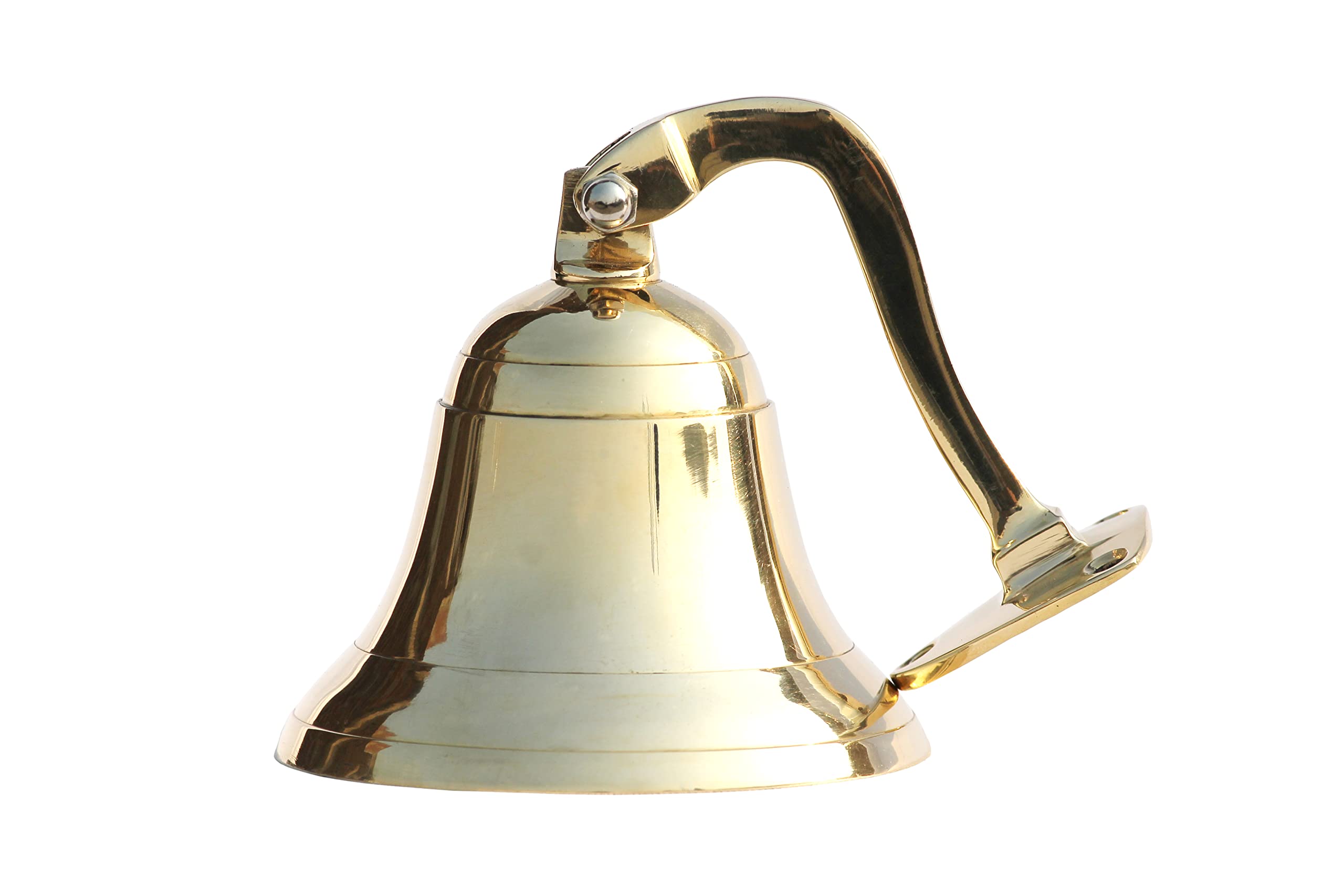 Handcrafted Trading Co Wall Mountable Nautical Brass Bell 4" Gold - Solid Brass Wall Hanging Ship Bell